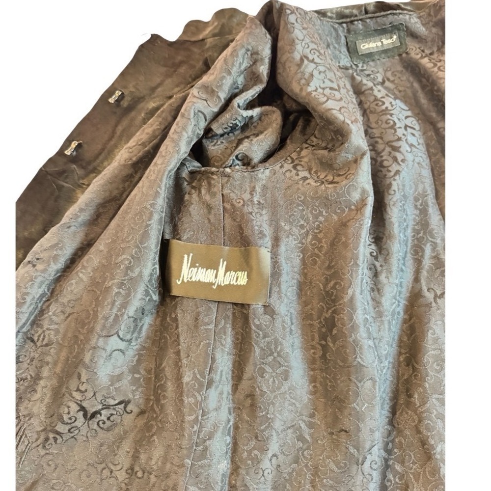 Giuliana Teso Neiman Marcus Black Broadtail Lamb Fur Moire Funnel Neck Coat - Picture 7 of 7